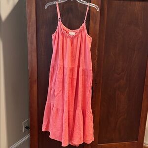Coral Sleeveless Maxi Dress